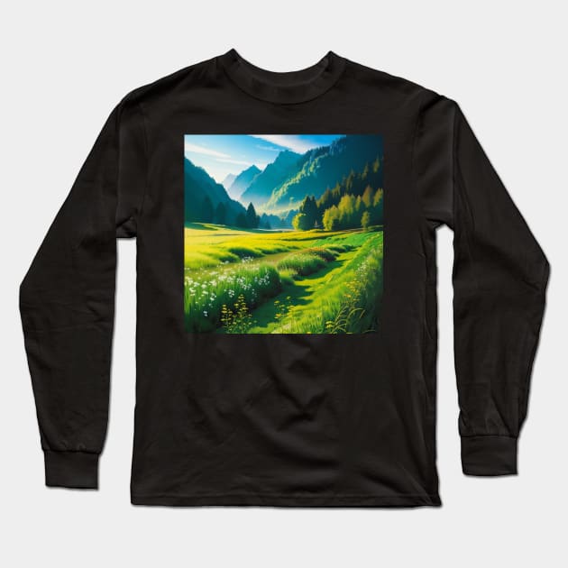 lovely idyllic meadow in springtime. Long Sleeve T-Shirt by CursedContent